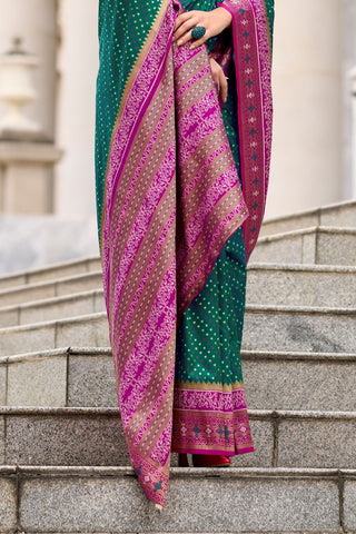 Green Soft Banarasi Silk Saree