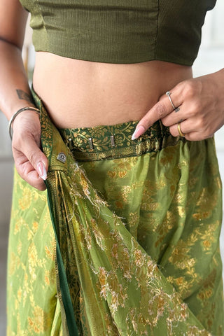 Yellow Pure Georgette Silk Saree_Kumari Sarees