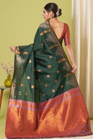 Green Banarasi Silk Saree_Kumari Sarees