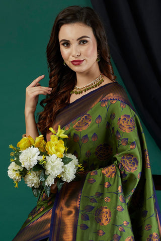 Green Banarasi Silk Saree_Kumari Sarees