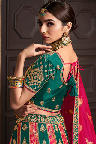 Green Banarasi Silk Lehenga