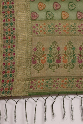 Green Kanjeevaram Organza Saree