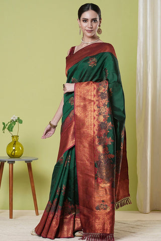 Green Banarasi Silk Saree_Kumari Sarees