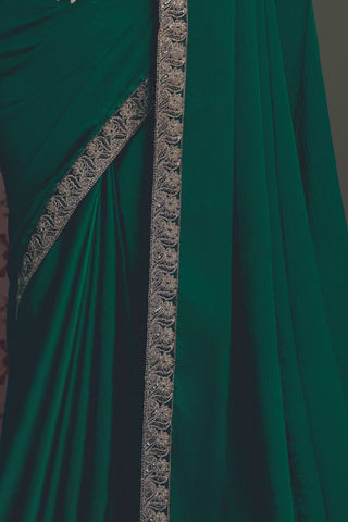 GREEN SOFT GLASS SILK SAREE