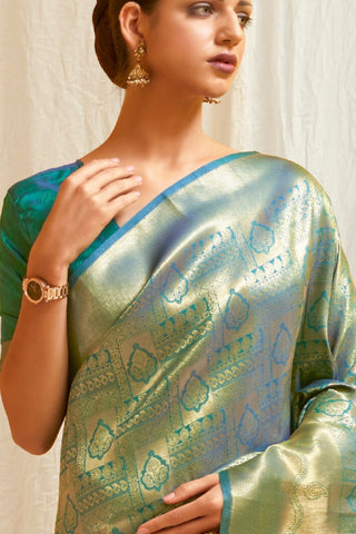 GREEN KANJEEVARAM HANDLOOM SILK SAREE 