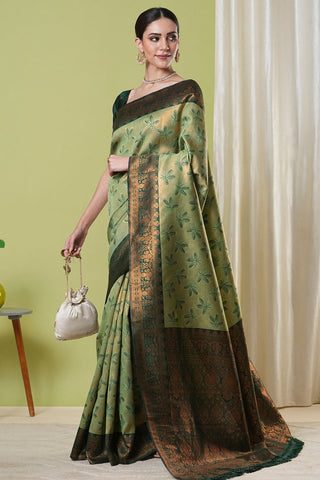 Green Banarasi Silk Saree_Kumari Sarees
