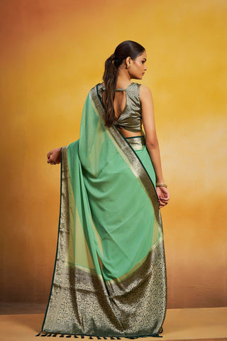 Green Georgette Silk Saree