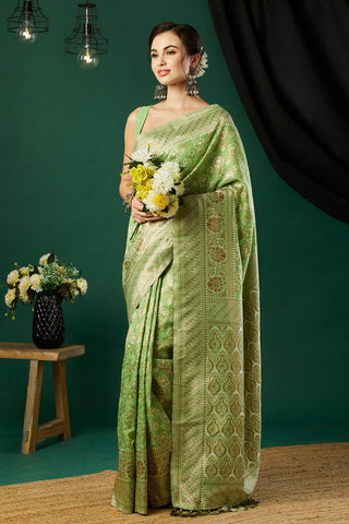 Green Soft Linen Cotton Saree_Kumari Sarees