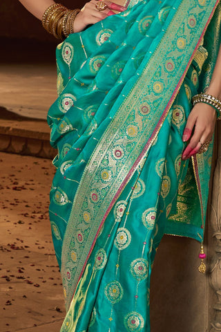 Green Pure Satin Fancy Saree