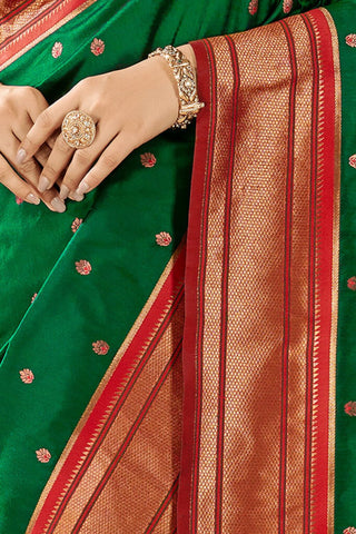 GREEN SOFT PESHWAI PAITHANI SILK SAREE