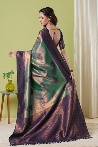 Green Banarasi Silk Saree_Kumari Sarees