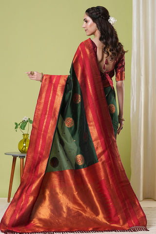 Green Banarasi Silk Saree_Kumari Sarees