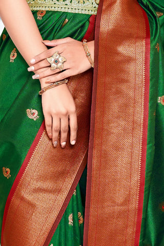 GREEN SOFT PESHWAI PAITHANI SILK SAREE