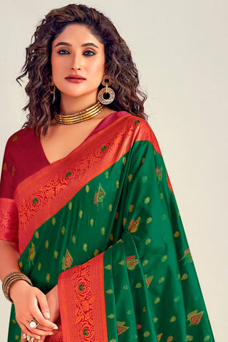 GREEN SOFT SILK SAREE