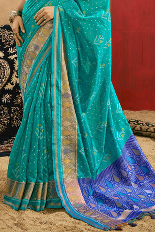 Green Tussar Handloom Weaving Silk Saree_Kumari Sarees