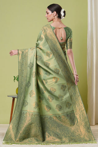 Green Banarasi Silk Saree_Kumari Sarees