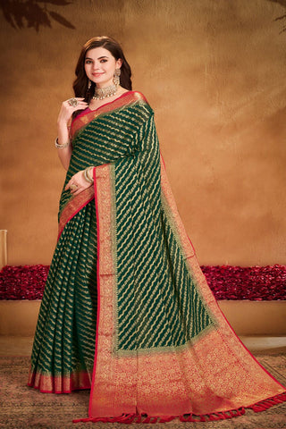 Green Pure Georgette Silk Saree_Kumari Sarees