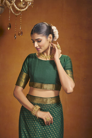 Green Chinon Silk Saree