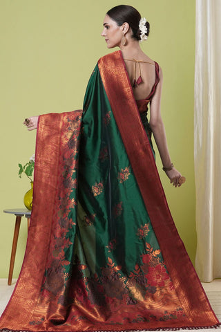 Green Banarasi Silk Saree_Kumari Sarees