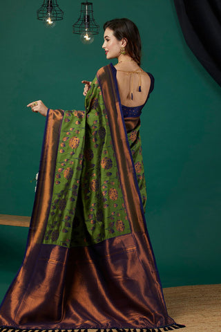 Green Banarasi Silk Saree_Kumari Sarees