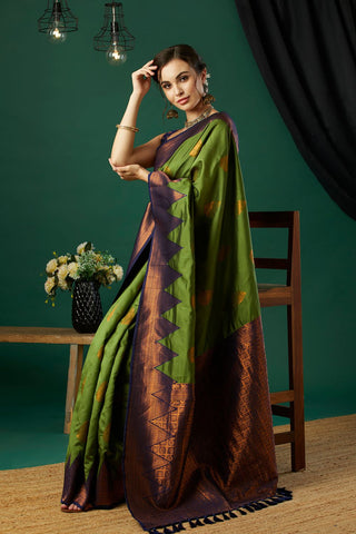 Green Banarasi Silk Saree_Kumari Sarees
