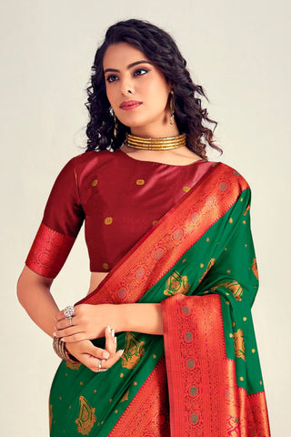 GREEN SOFT SILK SAREE