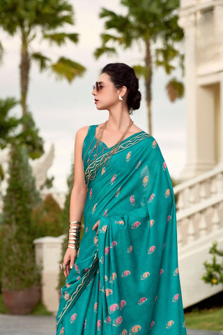 Green Pure Mulmul Silk Saree