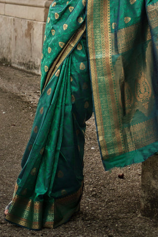 Green Soft Silk Handloom Weaving Saree_Kumari Sarees