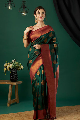 Green Banarasi Silk saree_Kumari Sarees