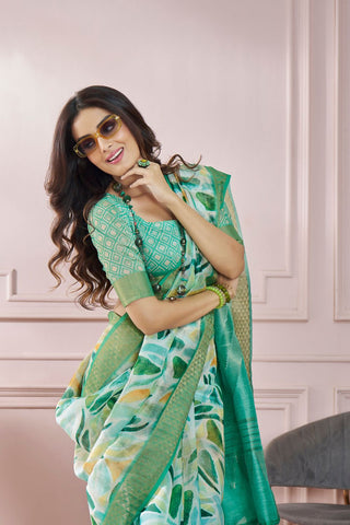 Green Soft Zari Based Modal Silk Saree