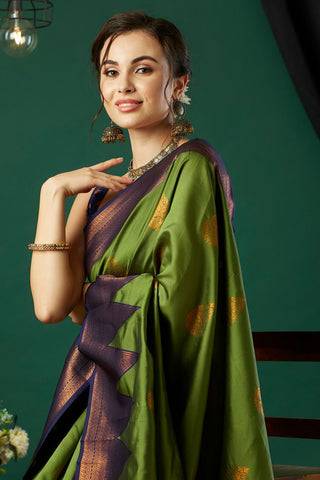 Green Banarasi Silk Saree_Kumari Sarees