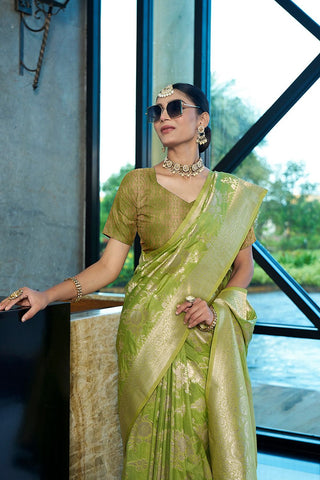 Green Crepe Georgette Saree_kumari Sarees