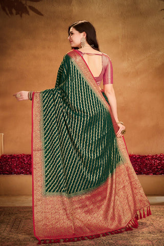 Green Pure Georgette Silk Saree_Kumari Sarees