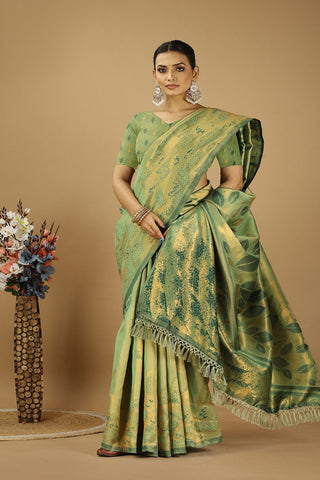 Green Banarasi Silk Saree_Kumari Sarees
