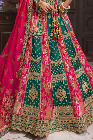 Green Banarasi Silk Lehenga