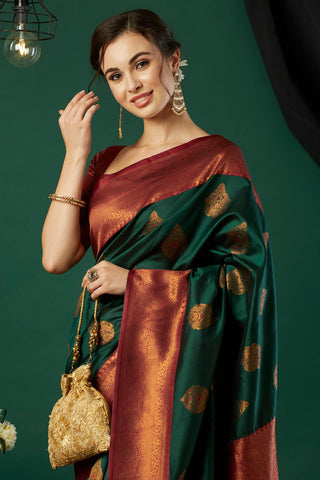 Green Banarasi Silk saree_Kumari Sarees