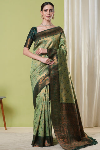 Green Banarasi Silk Saree_Kumari Sarees