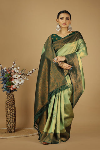 Green Banarasi Silk Saree_Kumari Sarees