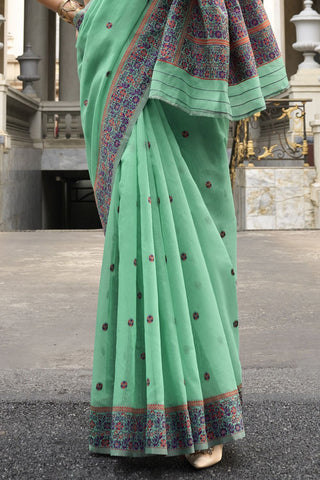 GREEN SOFT LINEN COTTON SAREE