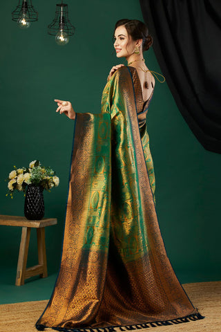 Green Soft Kanjeevaram Silk Saree_Kumari Sarees