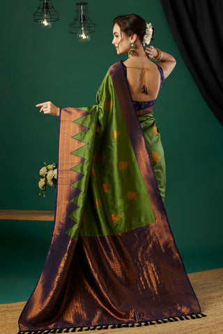 Green Banarasi Silk Saree_Kumari Sarees