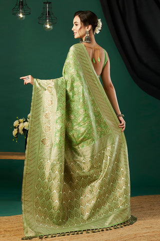 Green Soft Linen Cotton Saree_Kumari Sarees