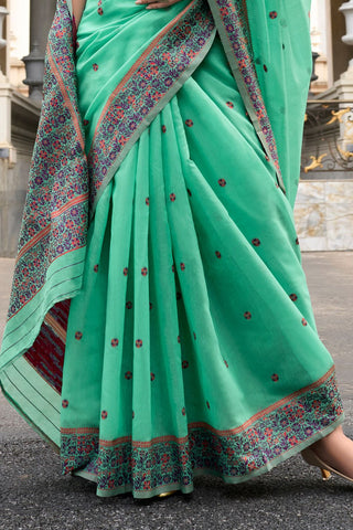 GREEN SOFT LINEN COTTON SAREE