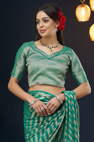 Blue Pure Georgette Saree_Kumari Sarees