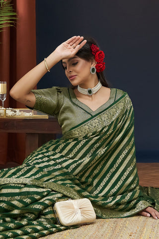 Green Pure Georgette Saree