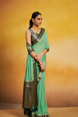 Green Georgette Silk Saree