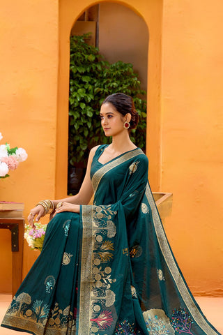 Green Dola Silk Saree_Kumari Sarees