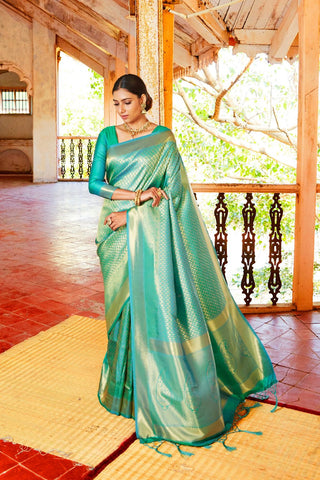 GREEN KANJEEVARAM HANDLOOM SILK SAREE 