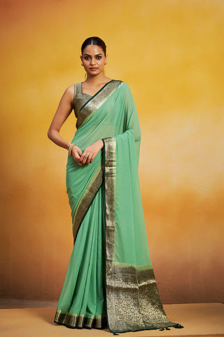 Green Georgette Silk Saree