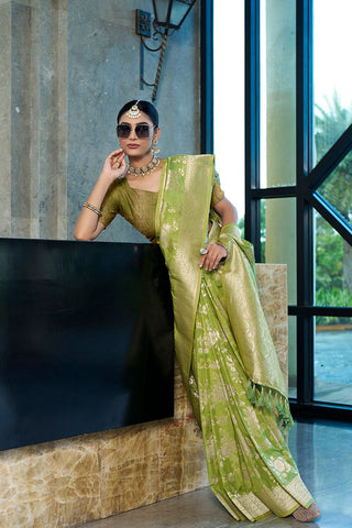Green Crepe Georgette Saree_kumari Sarees